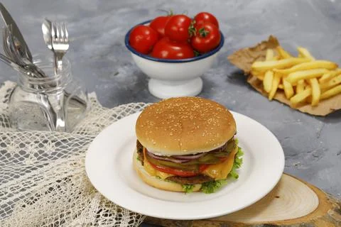 Hamburger photo with composition Stock Photos