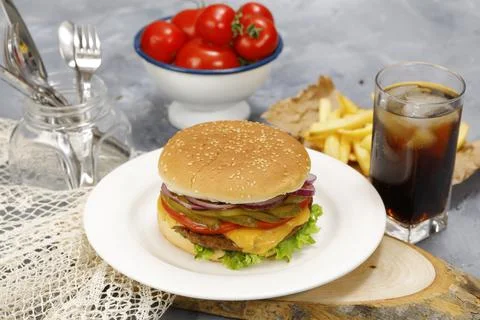 Hamburger photo with composition Stock Photos