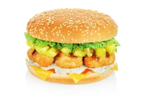 Hamburger with pineapple Stock Photos