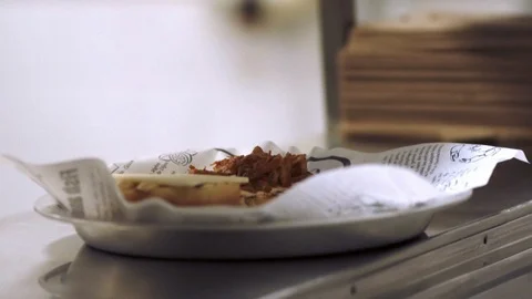 Hamburger plate on a counter Stock Footage 109365460
