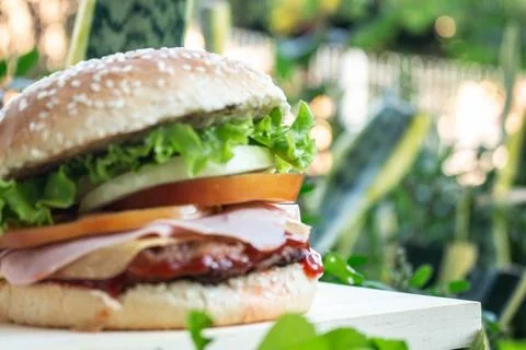 Hamburger on a plate Stockfoto's