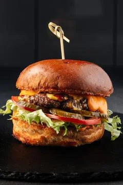 Hamburger on a plate. Foto stock