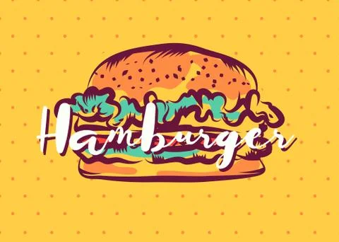 Hamburger poster with cool design. Vector illustration Stock Illustration