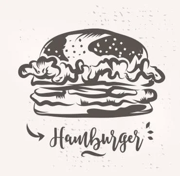 Hamburger poster with cool design. Vector illustration Stock Illustration