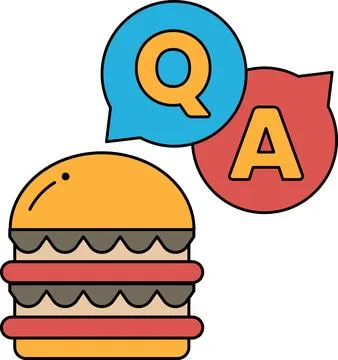 A hamburger with a question mark and an A above it Ilustração Stock
