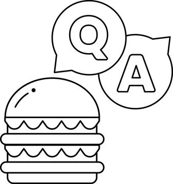 A hamburger with a question mark and an A above it Stock Illustration