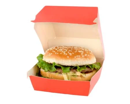 Hamburger in the red box Stock Photos