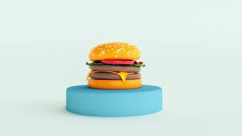 Hamburger rotating loop animation video burger concept with alpha channel Stock Footage 266139362