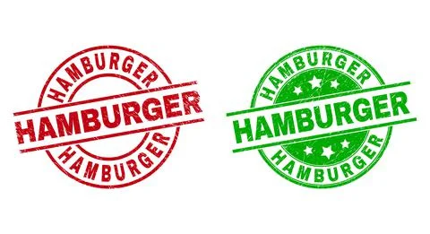 HAMBURGER Round Badges Using Grunge Texture Stock Illustration