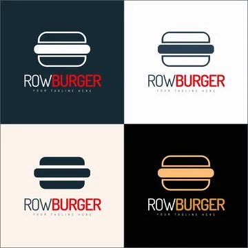 Hamburger row burger line shape simple logo set template design Illustrazione stock