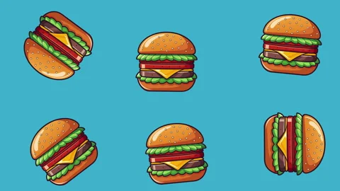 Hamburger seamless pattern background animation. 4K motion animation Stock-Footage 282282807