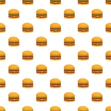 Hamburger seamless pattern for fast food background design Stock Illustration