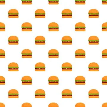 Hamburger seamless pattern for fast food background design Ilustração Stock