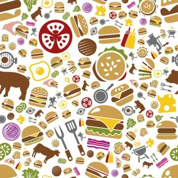 Hamburger seamless pattern Stock Illustration