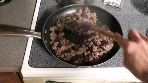 Hamburger in a Skillet Stock Footage 146137823