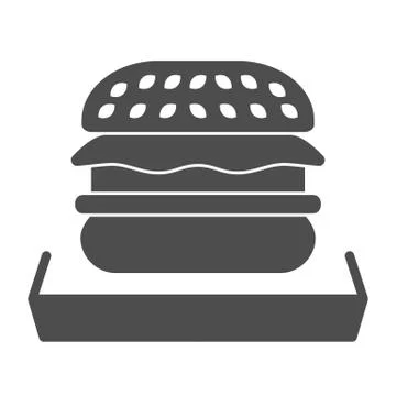 Hamburger solid icon, fast food concept, beefburger sign on white background イラスト素材