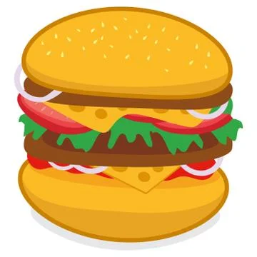 Hamburger with tomato and cheese. Vector illustration Stock Illustration