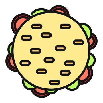 Hamburger top view icon fast food meal Stock Illustration
