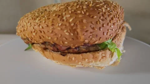 HAMBURGER ON TURN TABLE Video stock 300430833
