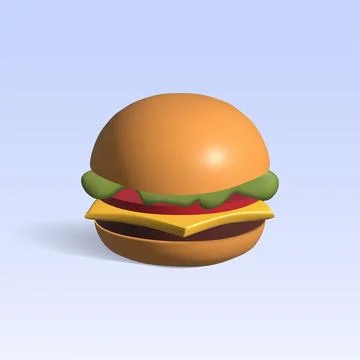 Hamburger vector 3d icon. cheeseburger 3d illustration. Stock Illustration