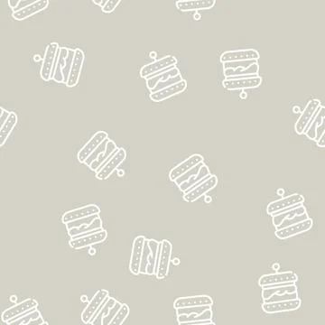 Hamburger with vegan cutlet line vector seamless pattern Stock Illustration