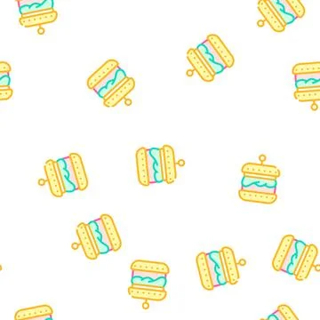 Hamburger with vegan cutlet vector seamless pattern Illustrazione stock