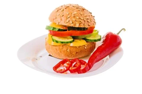 Hamburger with vegetables Stock Photos