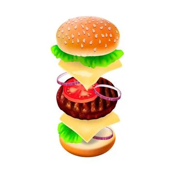 Hamburger - the view of every ingredient. Hamburger - the view of every in... Stock Photos