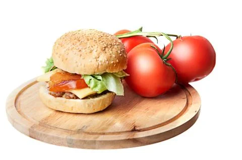 Hamburger on white Stock Photos
