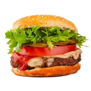 Hamburger on white Stock Photos