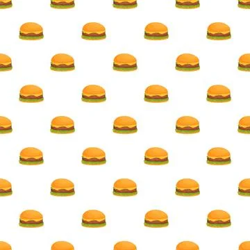 Hamburgers creating a continuous seamless fast food pattern Stock Illustration