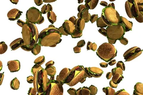 Hamburgers Falling. HD loop Stock Footage 10592443