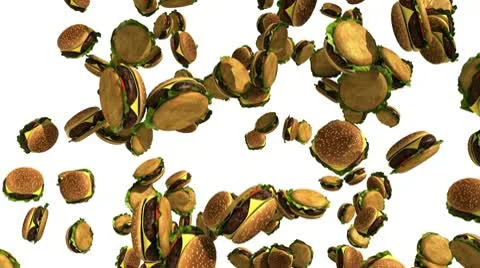 Hamburgers Falling. HD loop Stock Footage 10592486
