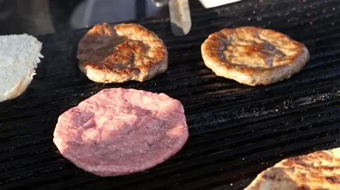 Hamburgers on grill Stock-Footage 48096723