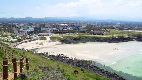 Hamdeok beach, view from Seoubong peak Stock Footage 79589678