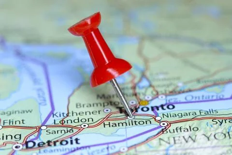 Hamilton, Canada pin on map Foto stock