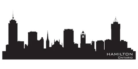 Hamilton canada skyline detailed vector silhouette Stock Illustration