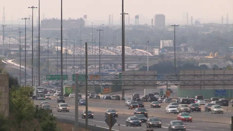 Hamilton, Ont, Canada July 22 2026 Smog and carbon emissions from steel factory Stock Footage 341346905