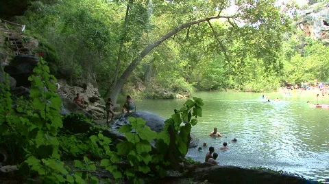 Hamilton Pool - Swimming Hole Stock Footage