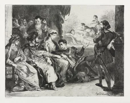 Hamlet: Hamlet Commands the Actors to do a Scene from the Poisoning of his .. Stock Illustration