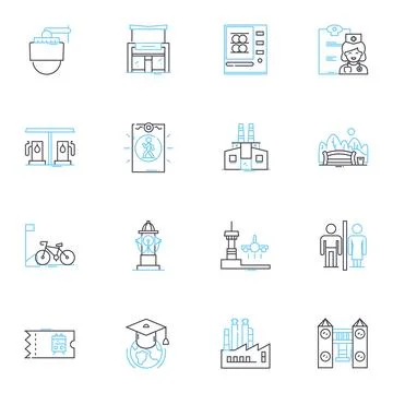Hamlet linear icons set. Tragedy, Revenge, Madness, Swordfight, Betrayal, Ghost Stock Illustration