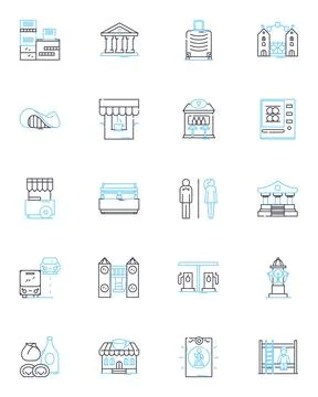 Hamlet linear icons set. Tragedy, Revenge, Madness, Swordfight, Betrayal, Ghost Stock Illustration