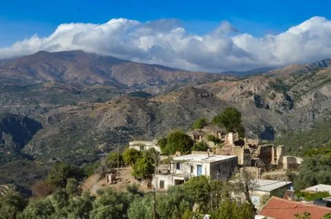 Hamlet nestled on a hill Foto stock
