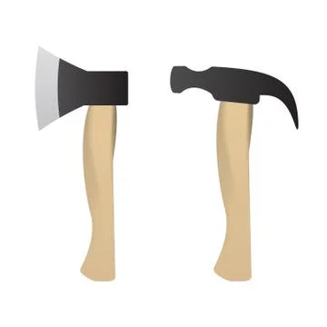 Hammer and axe set for construction. Stock Illustration