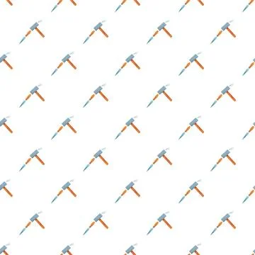 Hammer and chisel hand tools seamless pattern Stock Illustration