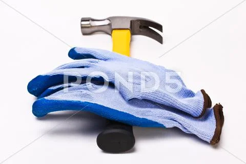 Hammer and gloves Stock Photos