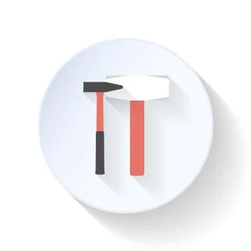 Hammer and mallet flat icon Stock Illustration