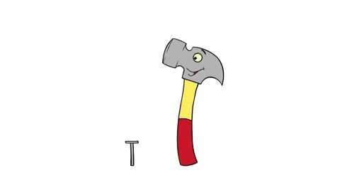 Hammer and nail. Animation Stock Footage 51959428