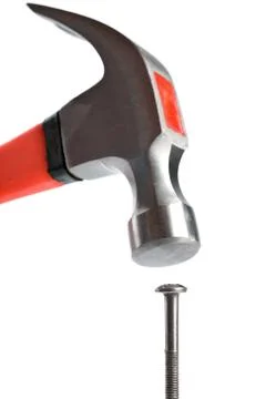 Hammer and nail isolated Stock Photos