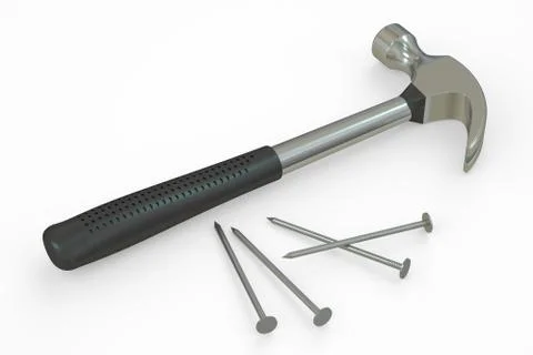 Hammer and nails, 3D rendering Ilustración de archivo